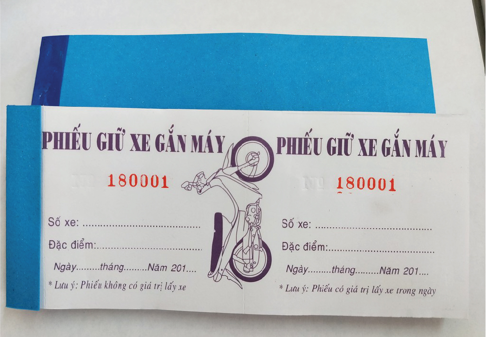 In vé giữ xe - Vé giữ xe 2 liên - Nhanh chóng và giá rẻ