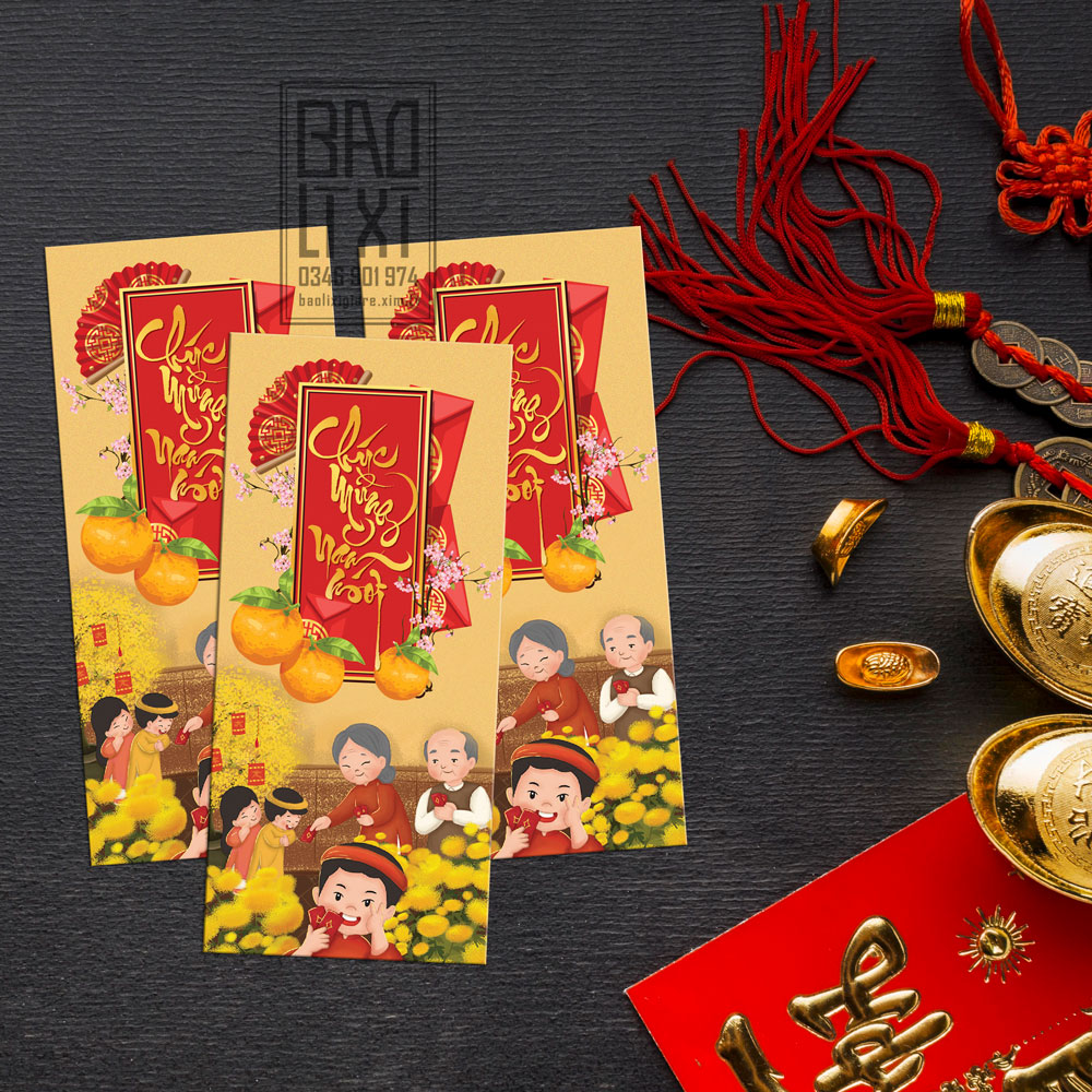 In bao lì xì theo yêu cầu giá rẻ, miễn phí thiết kế