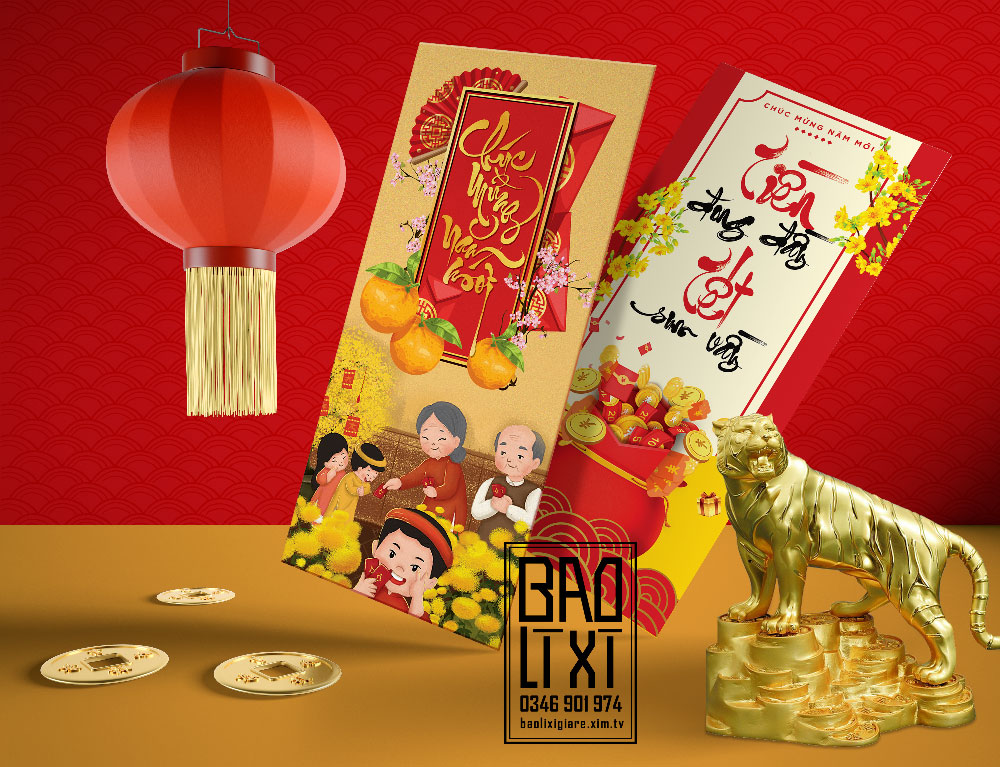 In bao lì xì theo yêu cầu giá rẻ, miễn phí thiết kế
