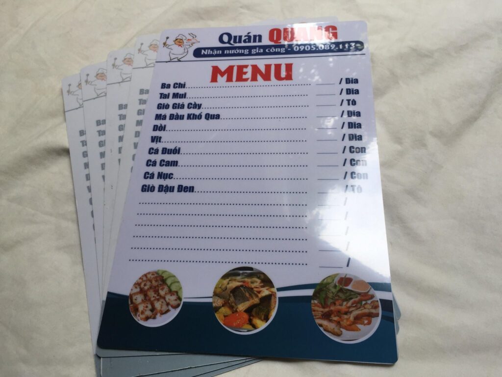 In menu giá rẻ - In menu dày cứng - In menu chống nước