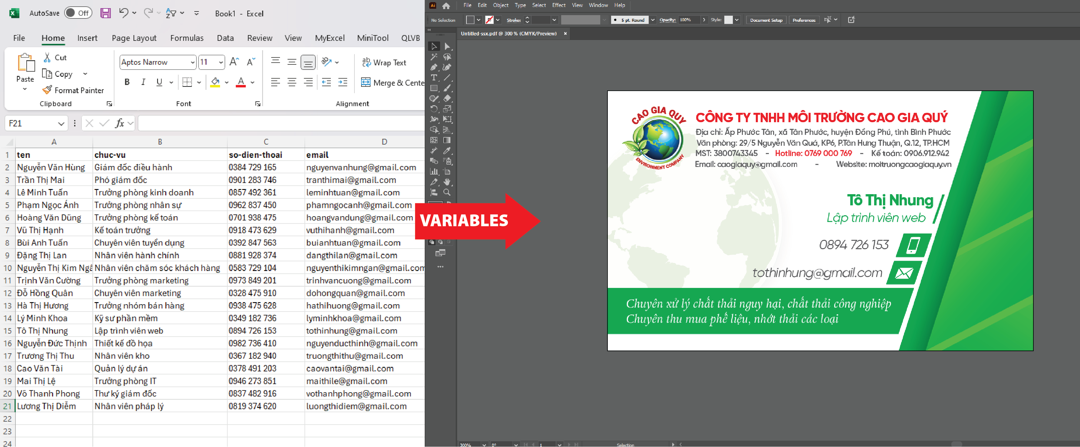 Cách chèn nội dung hàng loạt từ Excel vào Adobe Illustrator